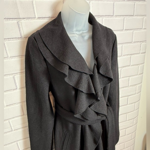 WHITE HOUSE -Black market Classic Black Trench Coat with Belted Waist/size M - Picture 8 of 11